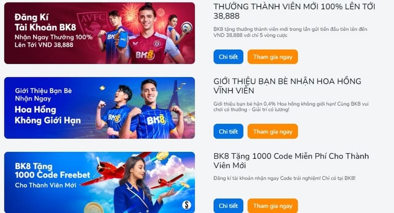 Chương trình khuyến mãi và ưu đãi tại Bk8